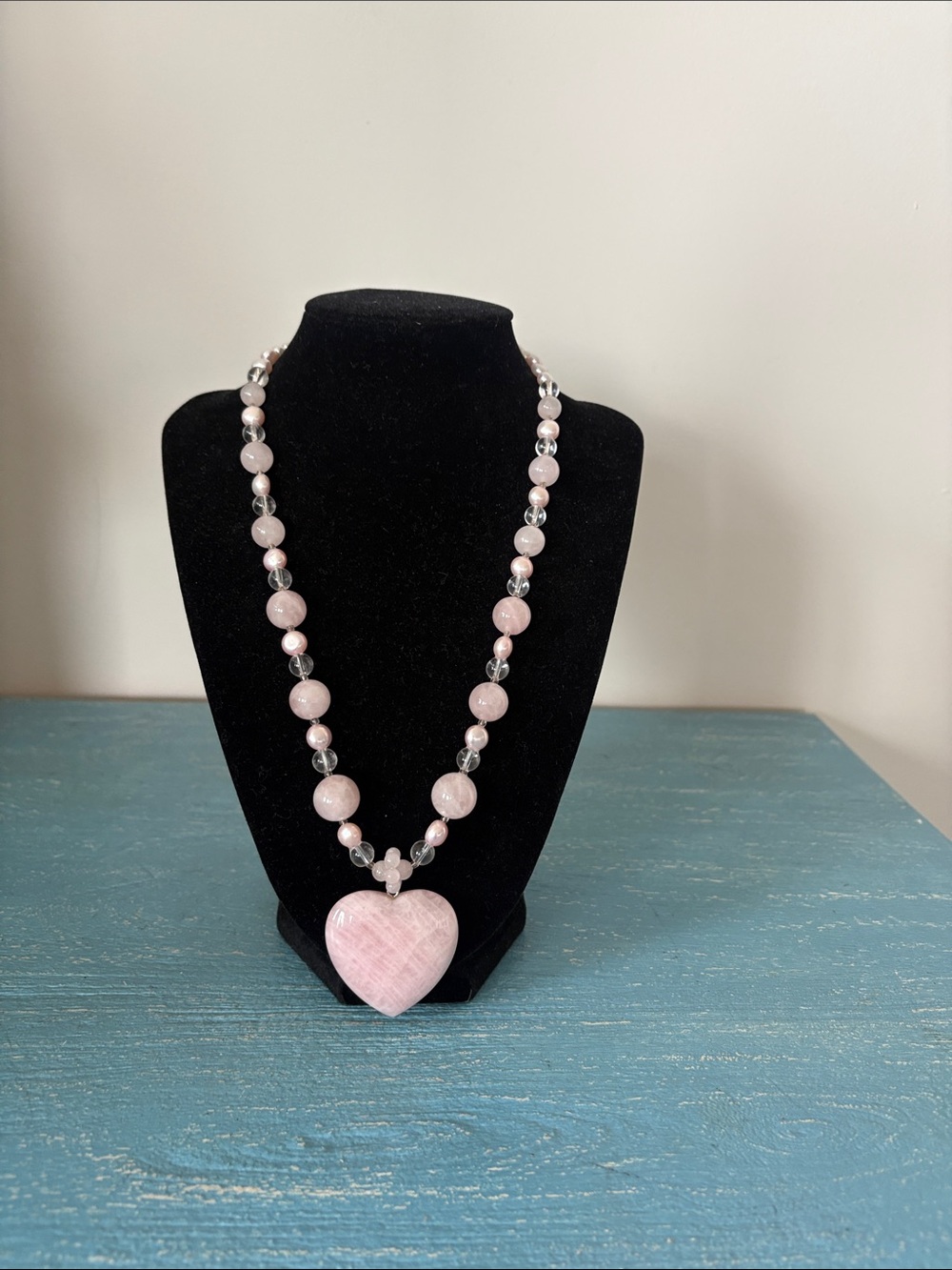 Lee Sand rose, quartz, pink freshwater, pearl, and sterling silver necklace